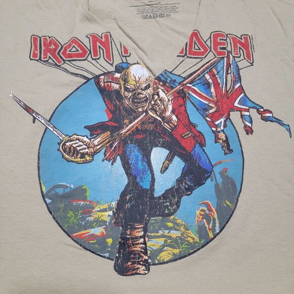 G Lobal Tan SS Cut Crop Tee "Iron Maiden" - Size XL - Picture 2 of 5